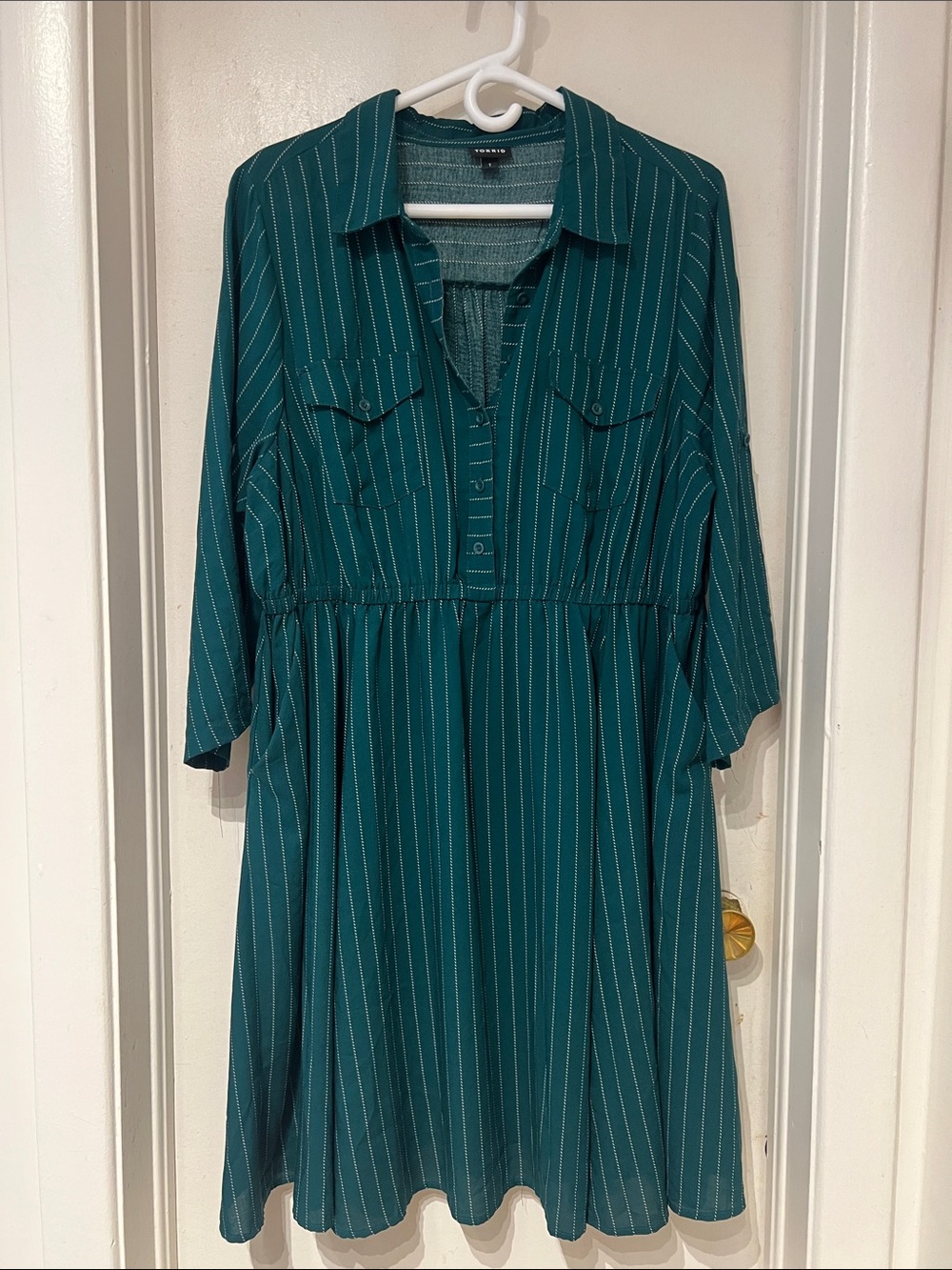 torrid Teal Pinstripe Midi Dress